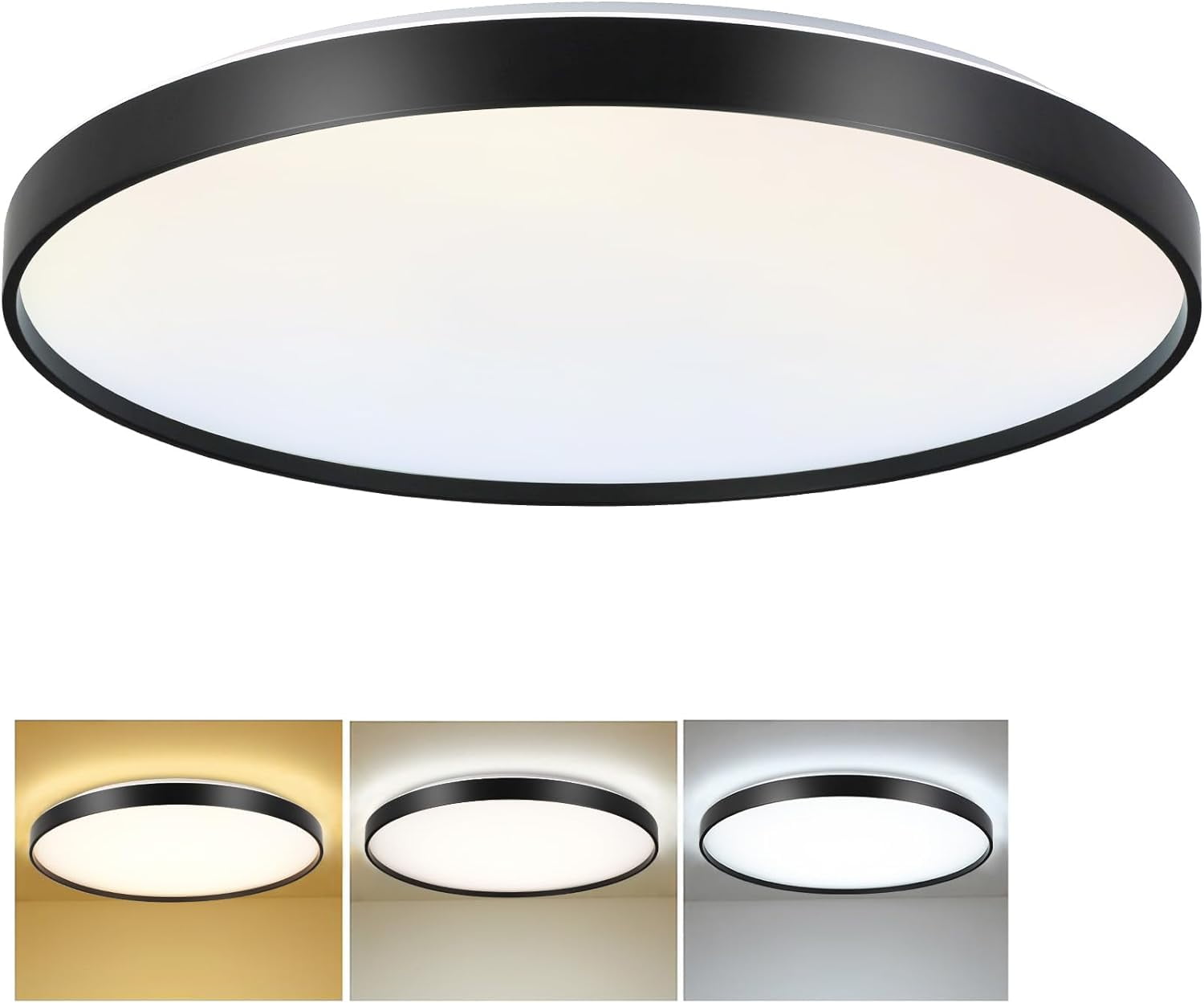 Depuley 23” Modern LED Flush Mount Ceiling Light Fixture Black Low