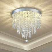 Depuley 3 Light Crystal Chandelier Light Fixture Crystal Flush Mount Ceiling Light for Living room Bedroom Dining room,G9 Socket