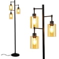 thumbnail image 1 of Depuley 3-Light Industrial Floor Lamp with Elegant Amber Glass Shade Black, E26 Base (LED Bulbs Included), 1 of 8