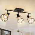 thumbnail image 1 of Depuley 3-Light Rattan Caged Track Ceiling Spotlight Rustic Farmhouse Light for Kitchen Bedroom Dining Room, E12 Based, 1 of 8