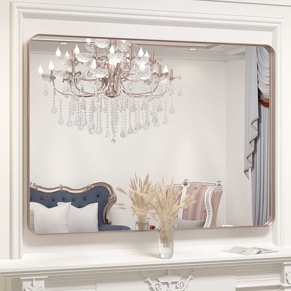 Depuley 30" x40" Purple Gold Modern Wall Mirror,Rectangular Vanity Makeup Mirror for Bathroom and Bedroom,Multiple Sizes