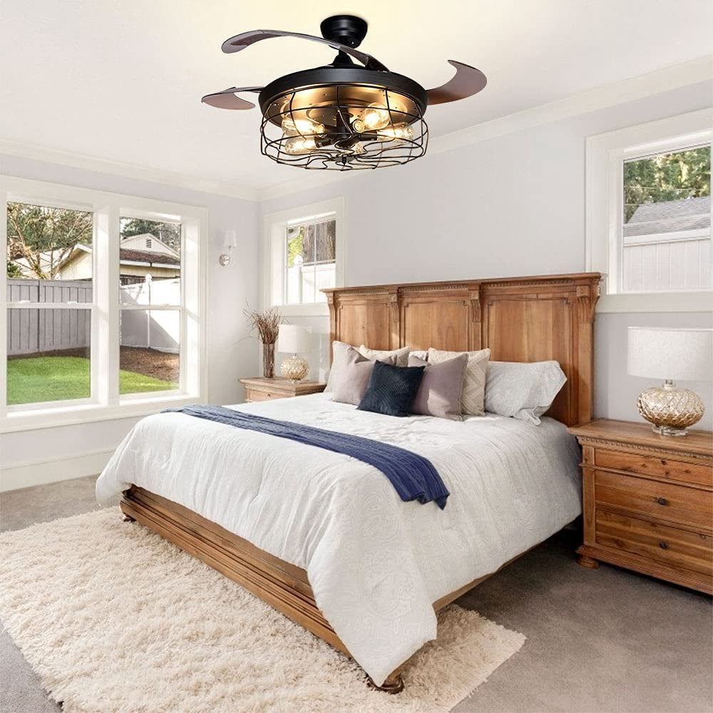 Depuley 42 Ceiling Fan with Light and Remote Industrial Caged Chandelier  Fan Indoor Ceiling Fan for Living room Bedroom Dining room, 3 Speed Quiet  Motor - Walmart.com