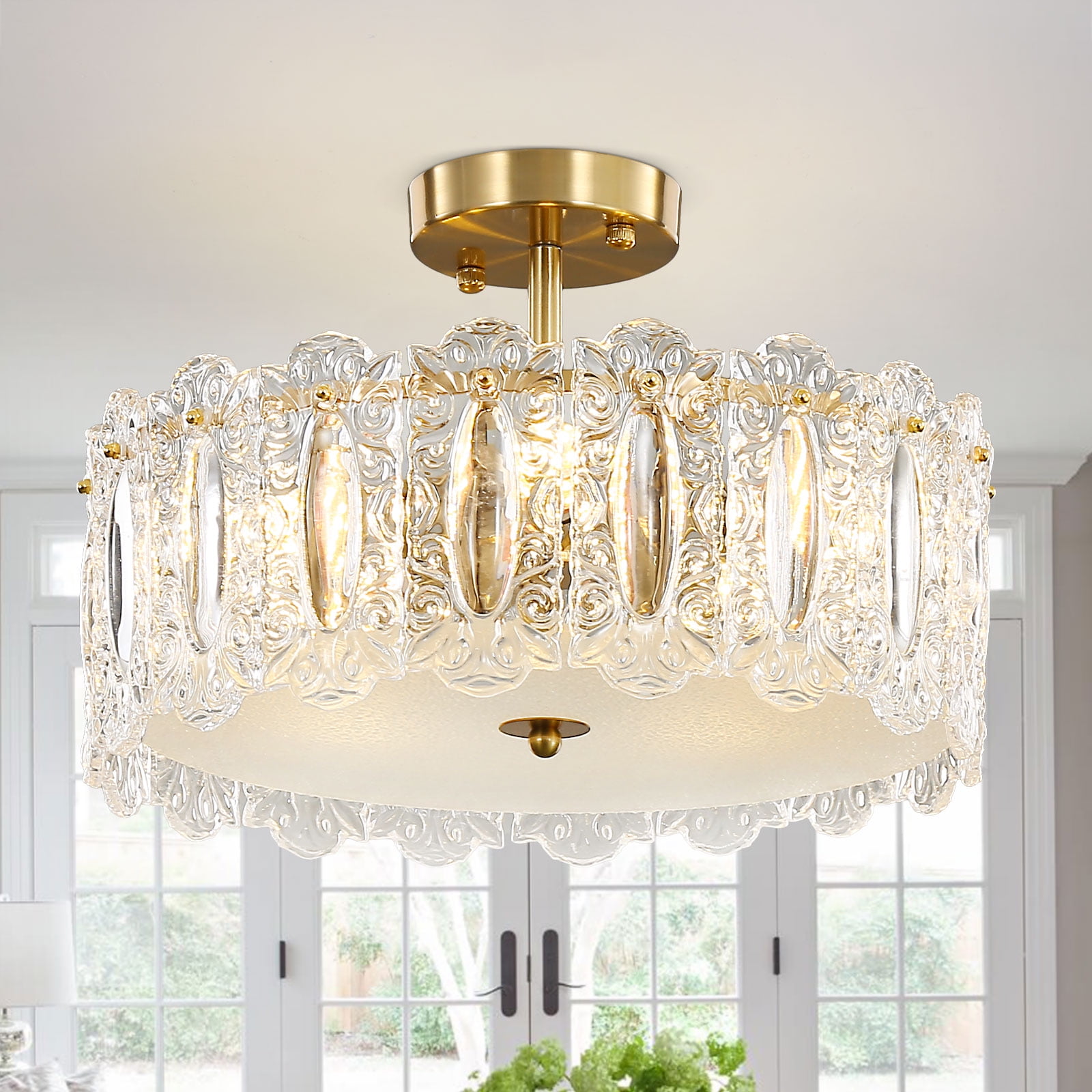 Depuley 5 Light Crystal Chandelier Ceiling Light Modern Crystal Semi ...