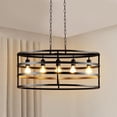 thumbnail image 1 of Depuley 5 Light Metal Cage Ceiling Chandelier Black Industrial Kitchen Island Light Fixtures Hanging Oval Pendant Light for Living Room Dining, E26 Socket, 1 of 8
