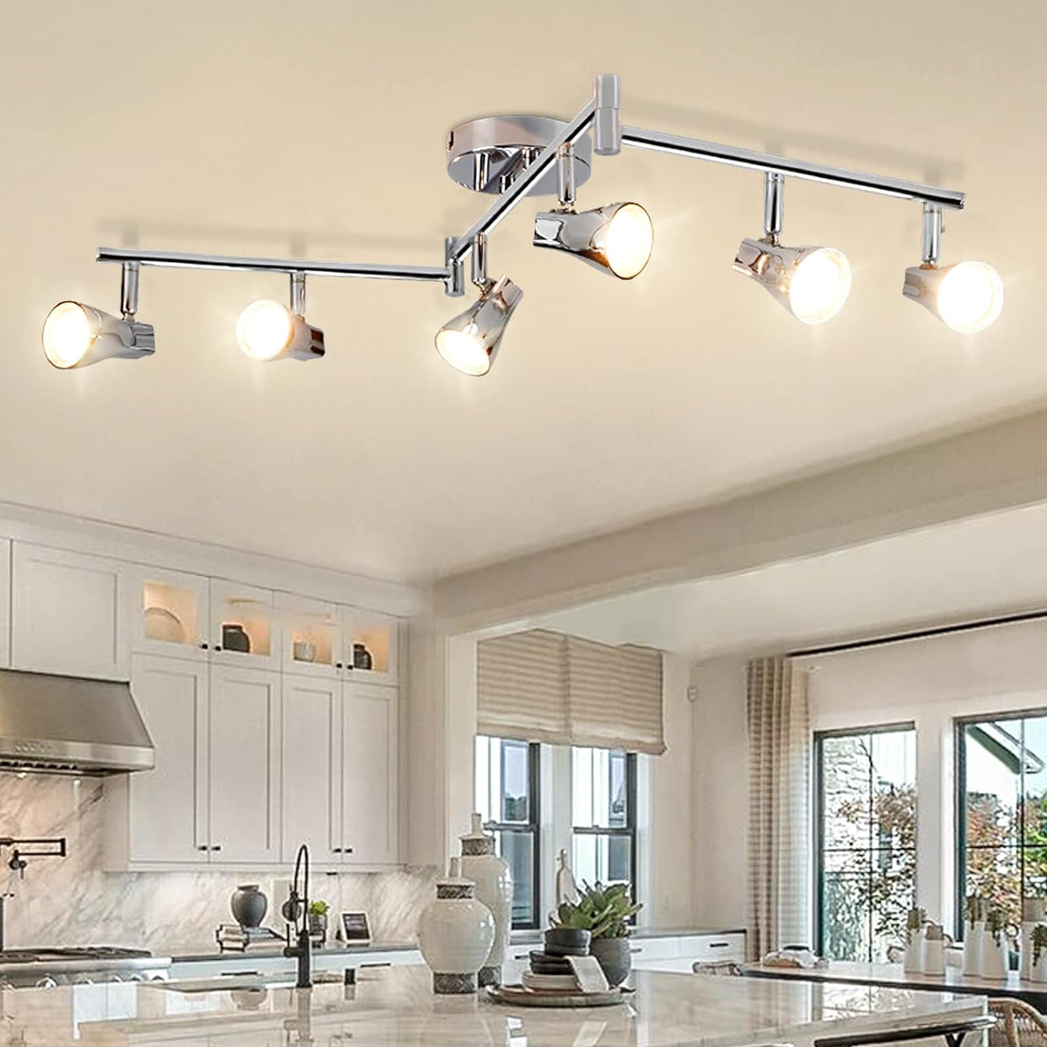 Depuley 6-Light Modern LED Track Ceiling Lighting Kit Adjustable Flush