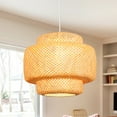thumbnail image 1 of Depuley Bamboo Pendant Light Fixture Woven Wicker Chandelier Lamp, Rustic Farmhouse Hanging Ceiling Lamp for Dining Table Kitchen Island Bedroom, 1 of 10