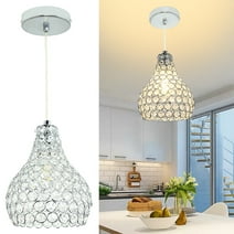 Depuley Crystal Pendant Lighting, Modern Adjustable LED Ceiling Hanging Light Fixtures, Mini Teardrop Pendant Lamp with Chrome Finish（E26 Base)