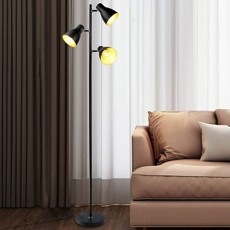Depuley Industrial Floor Lamp 3-Light Black Standing Tree Lamp