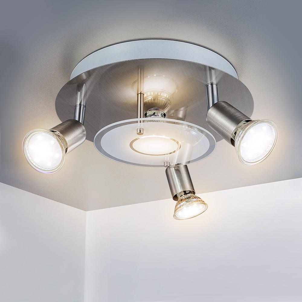 Depuley Modern Ceiling Spot Lights Fixtures 4-Light Round Flush Mount  Directional LED Lighting Nickel Steel Warm White - Walmart.com, image size:1000x1000