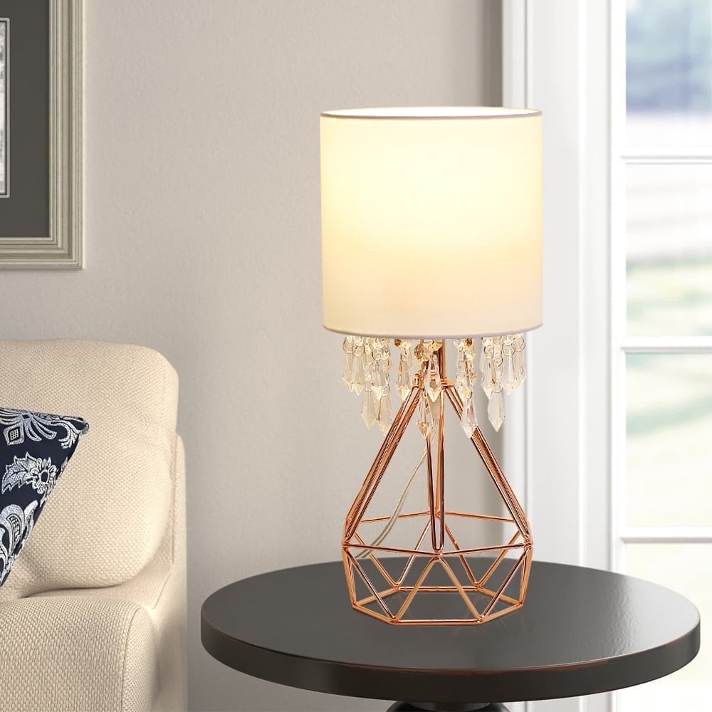 Depuley Modern Crystal Table Lamp Rose Golden Table lamp Hollow Diamond ...