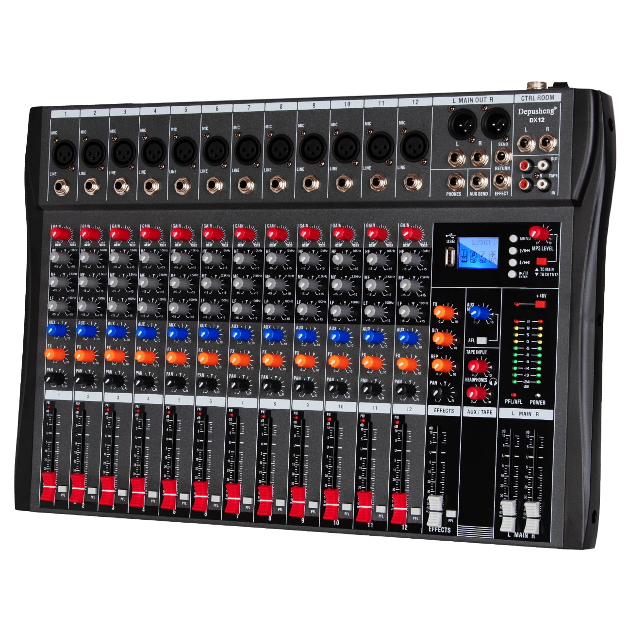 Depusheng DX12 Professional 12 Channel Audio Mixer USB Bluetooth