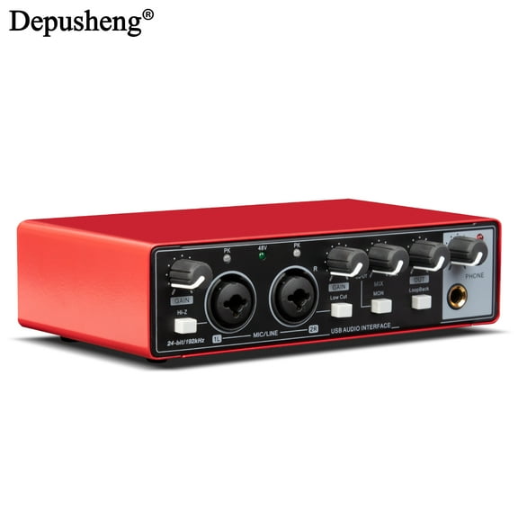 Depusheng MD22 Audio Interface Studio Record Professional 2Channels 24Bit 192Hkz Sound Card for Live Recording