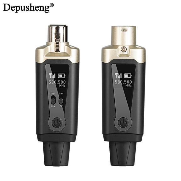 Depusheng T9 Professional Wireless Transmitter and Receiver XLR Microphone Wireless System for Dynamic and condenser Microphone Audio Mixer, With 48V phantom power