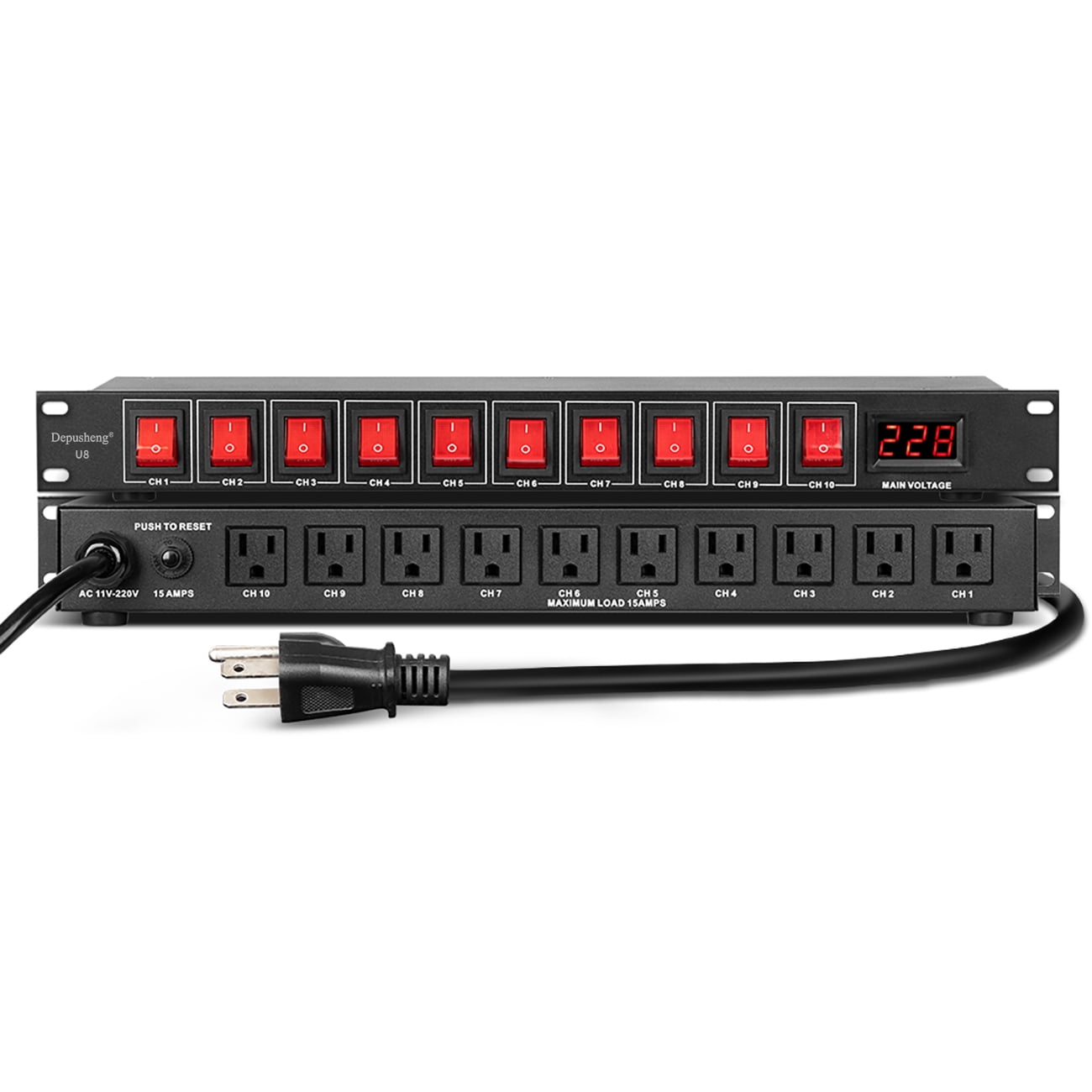 Depusheng U8 Power Sequencer 10 Channel Power Rack Mount Switch ...