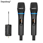 Depusheng W8-1 Wireless Microphone Dual Handheld Cordless Microphone with Rechargeable Receiver for Singing, Karaoke, Church, Speech, Wedding