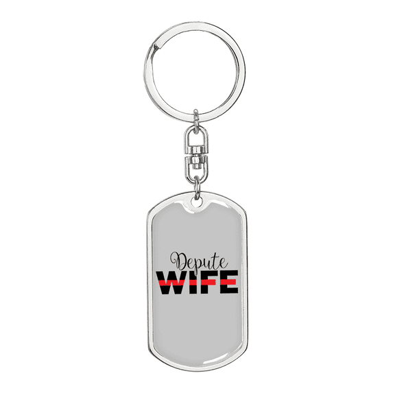 Depute Wife Firefighter Stainless Steel or 18k Gold Premium Swivel Dog Tag Keychain