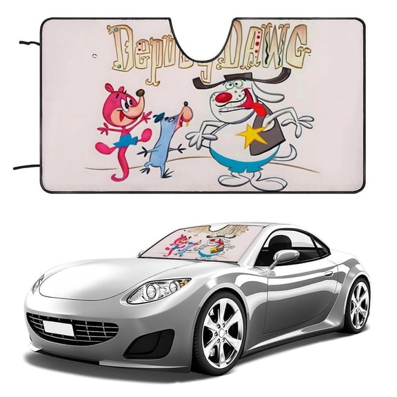Deputy Dawg-theme Windshield Sun Shade Front Protector Folding Car Sun Visor Blocks Uv Rays Keeps Your Vehicle Cool52in*28in(130cm*70cm)