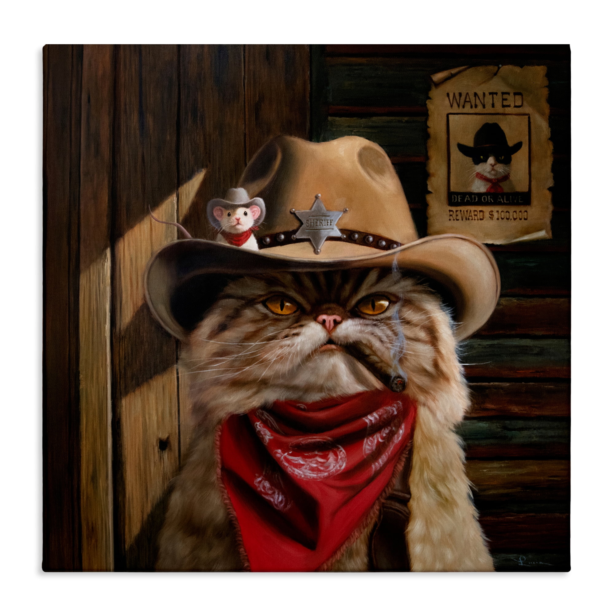 Deputy Purrkins Cat Sheriff Canvas Wall Art, design by Lucia Heffernan