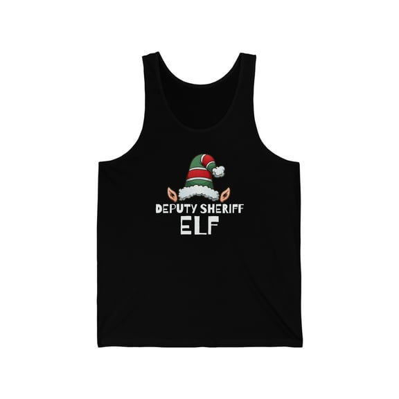 Deputy Sheriff Elf Unisex Tank Top, XS-2XL Christmas Holidays Xmas Elves