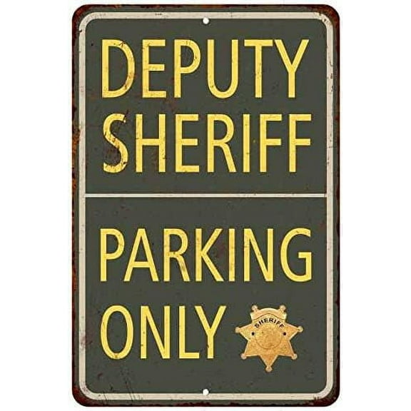 Deputy Sheriff Parking Only Sign Military Signs Police Law Enforcement Sheriff Vintage Décor Plaque Wall Art Rustic Tin Patriotic Gift 16 x 24 Matte Finish Metal 116240062003