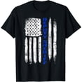 thumbnail image 1 of Deputy Sheriff Shirts for Men Thin Blue Line American Flag T-Shirt, 1 of 4