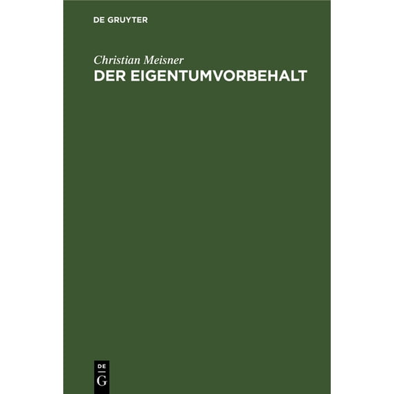 Der Eigentumvorbehalt, (Hardcover)