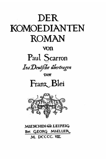 Der komoedianten Roman, (Paperback)