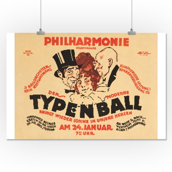 Der Moderne Typenball Vintage Poster (artist: Hoffmuller) Germany c. 1920 (16x24 Giclee Gallery Print, Wall Decor Travel Poster)