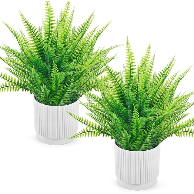 Der Rose 2 Pack 14.5" Fake Plants Artificial Ferns for Outdoors Faux ...