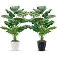 thumbnail image 1 of Der Rose 2 Pack 28" Fake Plants Large Artificial Monstera Faux Plants Indoor with White and Black Pots for Home Office Living Room Decor, 1 of 6