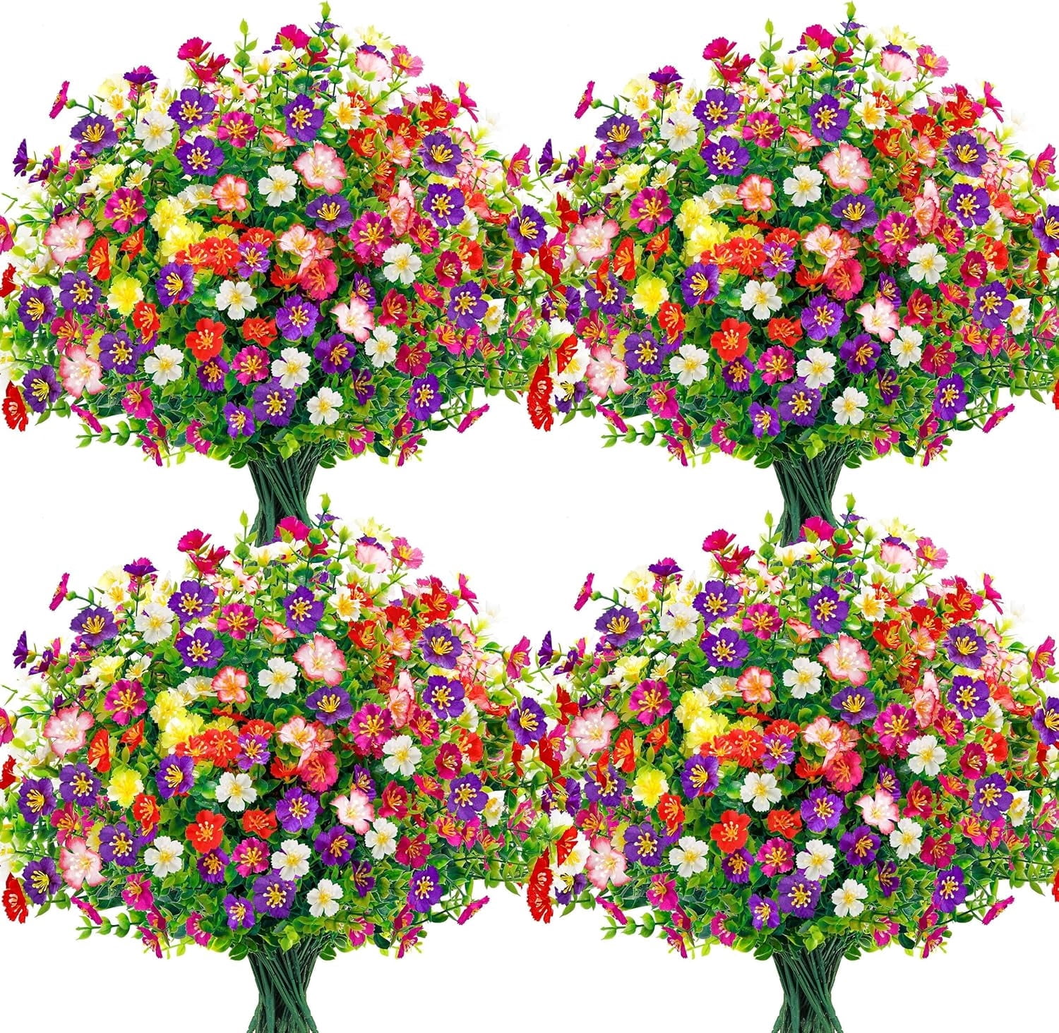 Der Rose 24 Bundles Fake Flowers Artificial Flowers Bulk Daisy for Outdoor Spring Garden Porch Farmhouse Decor
