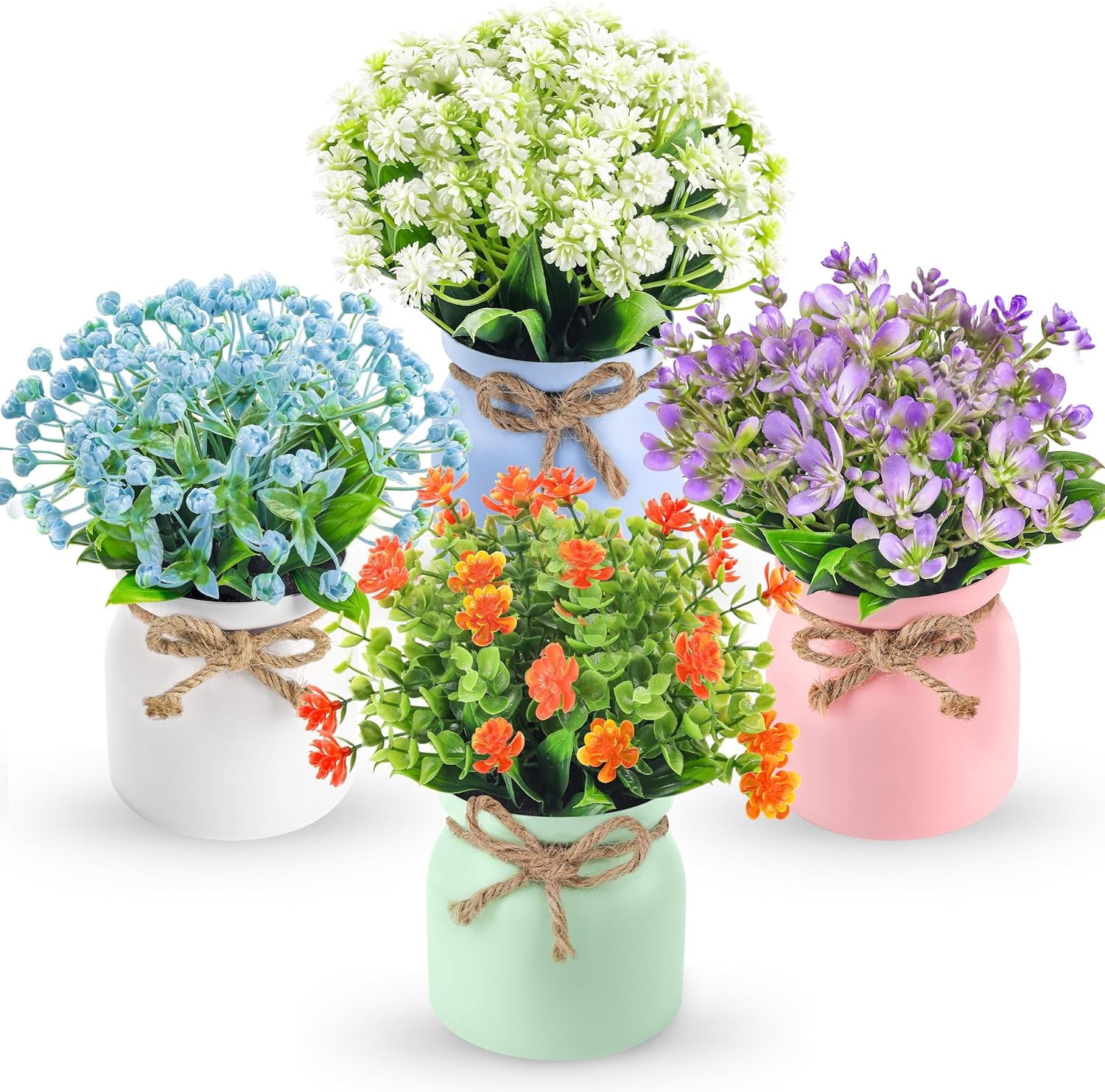 Der Rose 4 Pack Fake Plants Artificial Potted Flowers Plants Indoor for ...