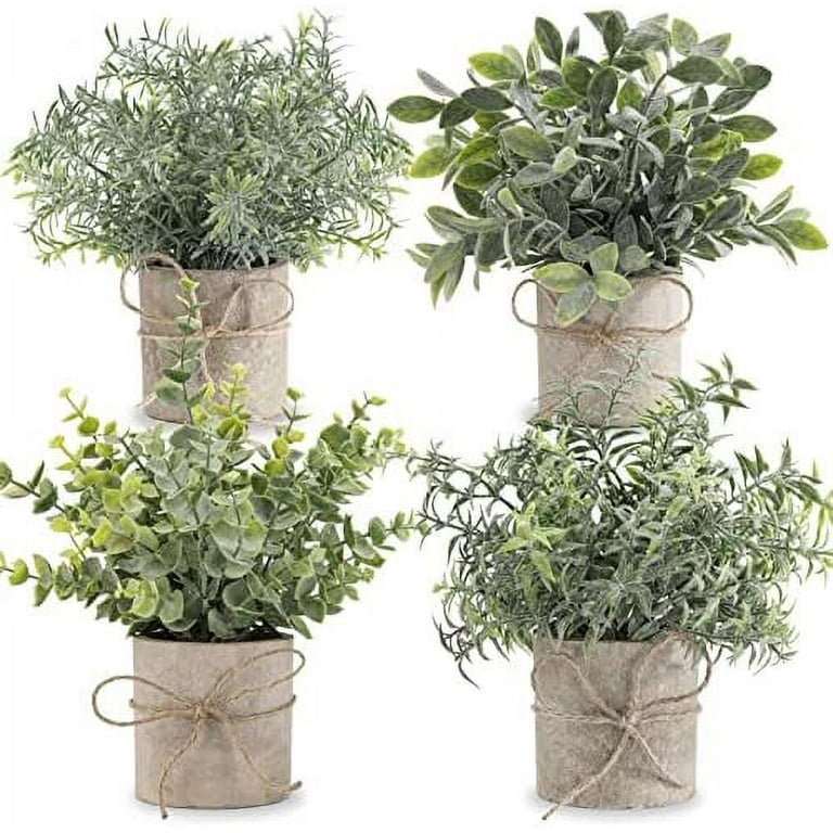 Der Rose Faux Plants Indoor, 4 Packs Small Fake Plants Mini Artificial  Plants in Pots for Home Office Shelf Farmhouse Bathroom Decor