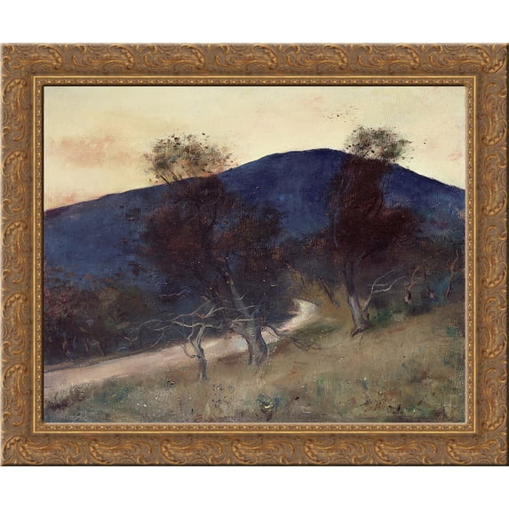 Der blaue Berg 24x20 Gold Ornate Wood Framed Canvas Art by Lesser Ury
