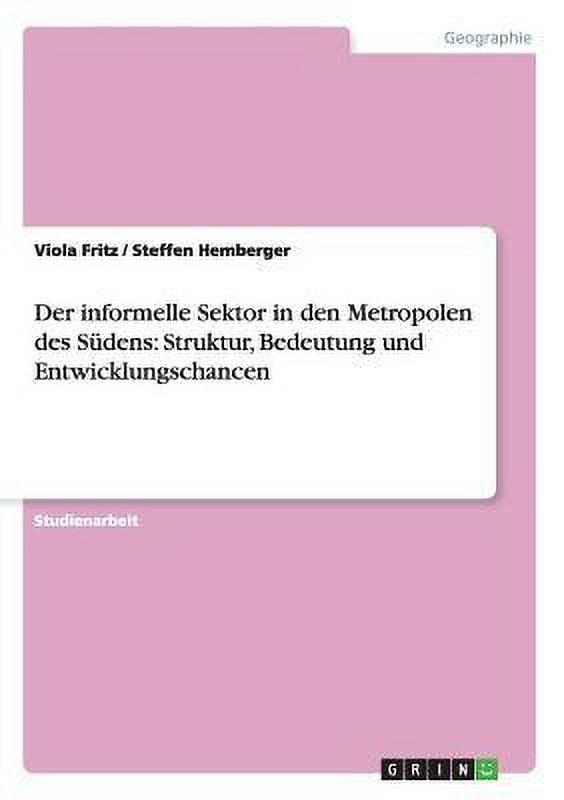 Der Informelle Sektor in Den Metropolen Des Sudens: Struktur, Bedeutung Und Entwicklungschancen