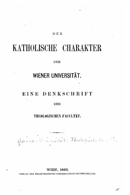 Der Katholische Charakter Der Wiener Universitat