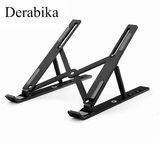 Derabika Stands Adapted for Tablet Computers, Adjustable Foldable Aluminum Laptop Stand, Portable Ergonomic Desktop Holder for Tablets & Laptops, Heat Dissipation Design