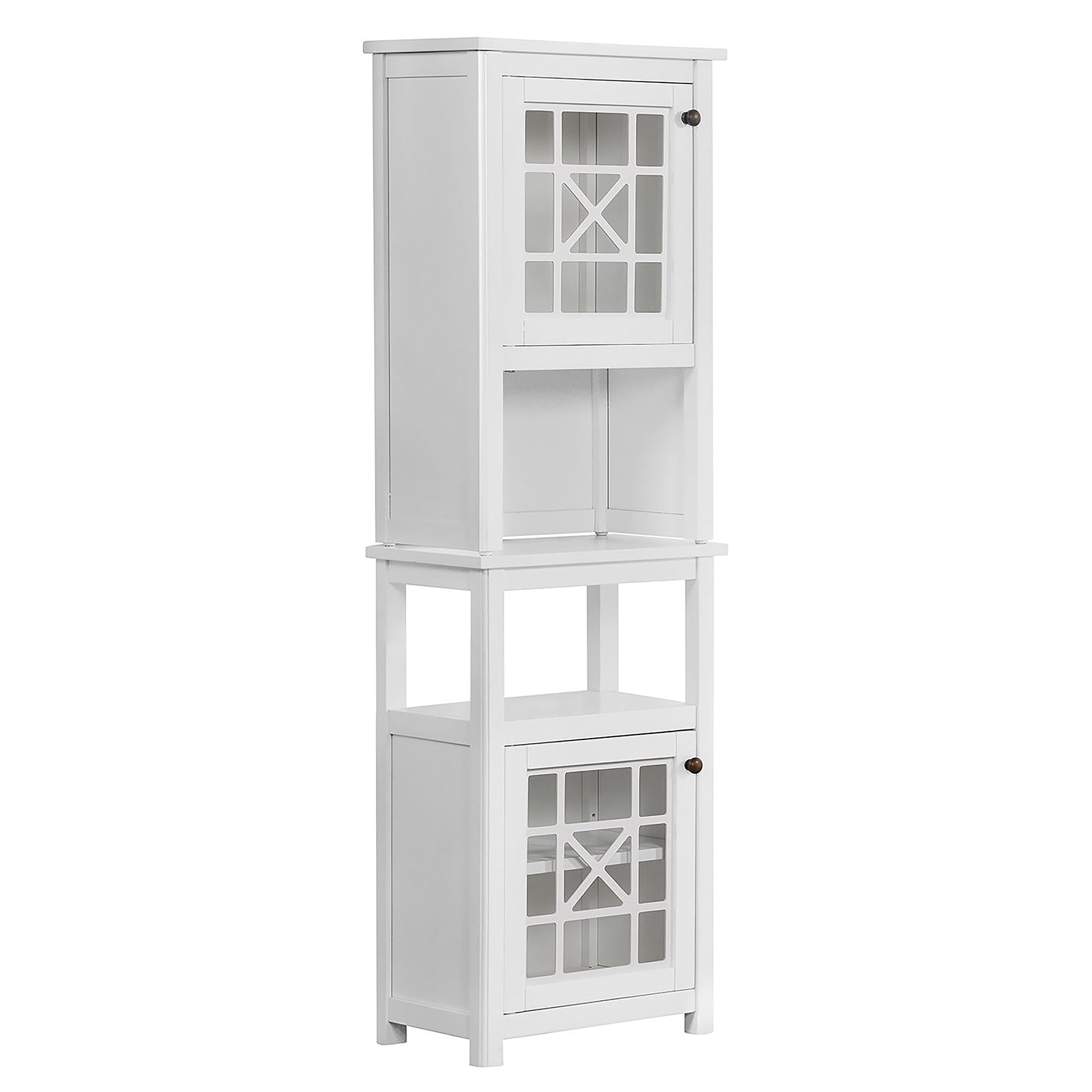 White Wood Bathroom Cabinet with Adjustable Shelving