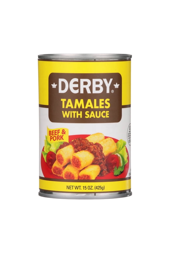 Beef and Pork Tamales with Sauce, 15 oz Can