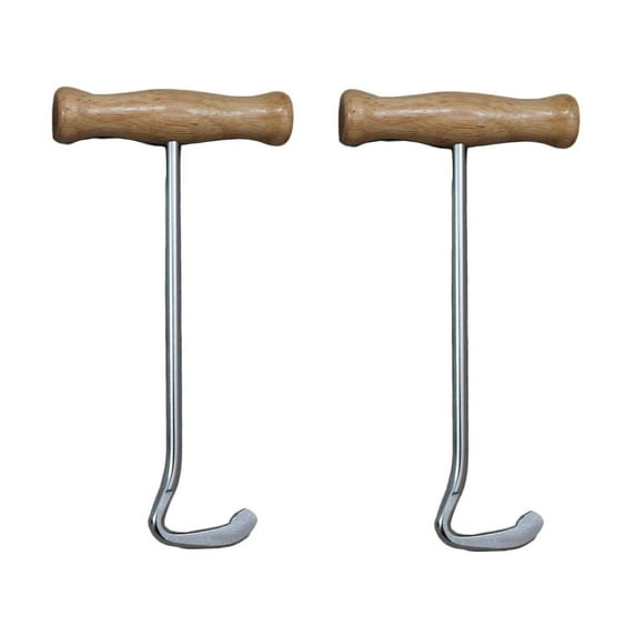 Derby Boot Pull Hooks with Wood Handles Pair 7.5"