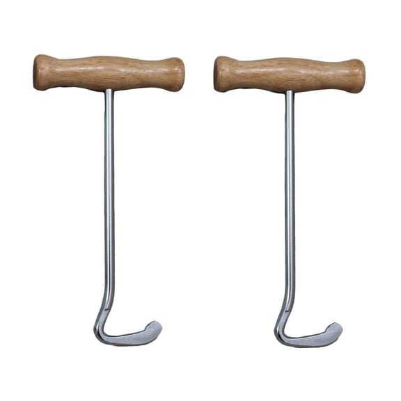 Derby Boot Pull Hooks with Wood Handles Pair 7.5"