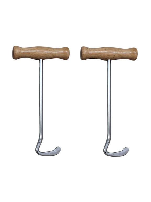 Derby Boot Pull Hooks with Wood Handles Pair 7.5"