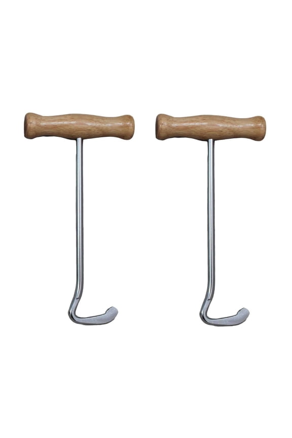 Derby Boot Pull Hooks with Wood Handles Pair 7.5"