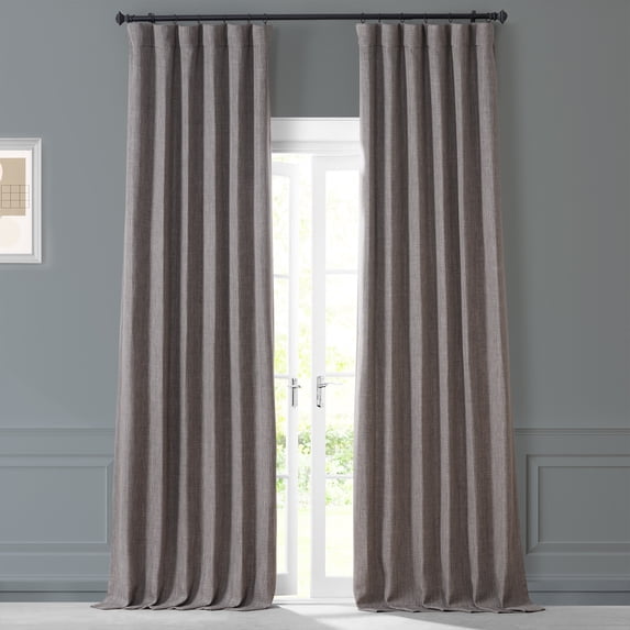 Derby Brown Monochromatic Faux Linen Room Darkening Curtain Pair (2 Panels), Derby Brown, 50W X 108L