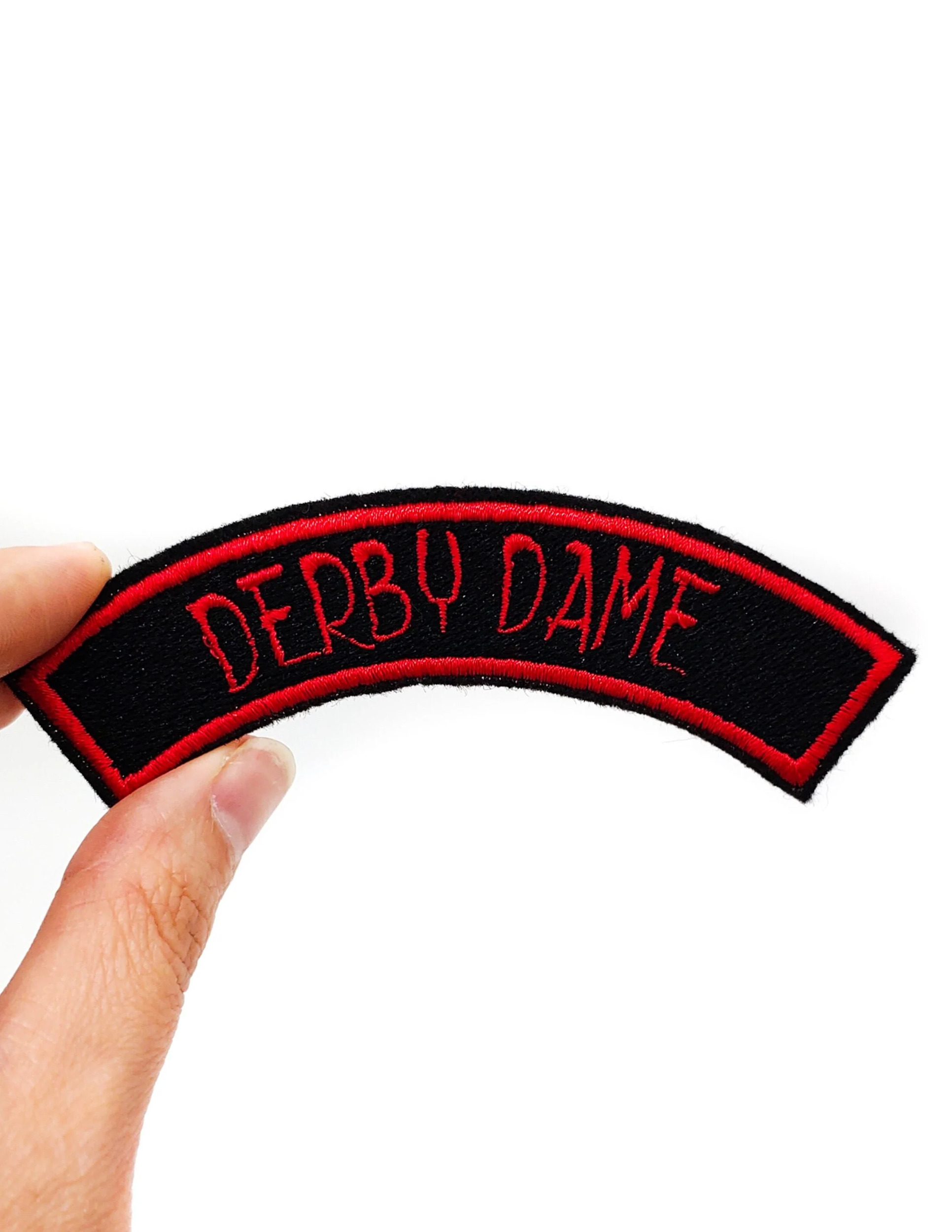 Curved Rocker Patch Derby Dame Curved Small Rocker Iron On Embroidered Patch - Walmart.com