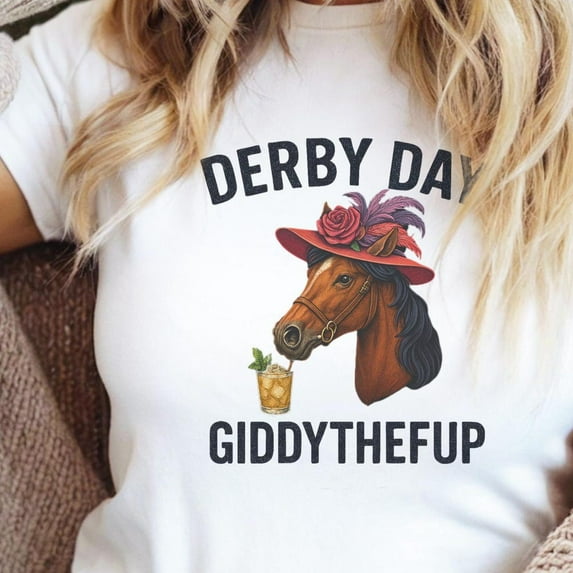 Derby Day Shirt, Funny Horse Racing Tee, Giddythefup Outfit, Julep Hat Southern Spring Party Shirt Unisex S-5XL Hot Trending Shirt, Vintage Birthday Gift