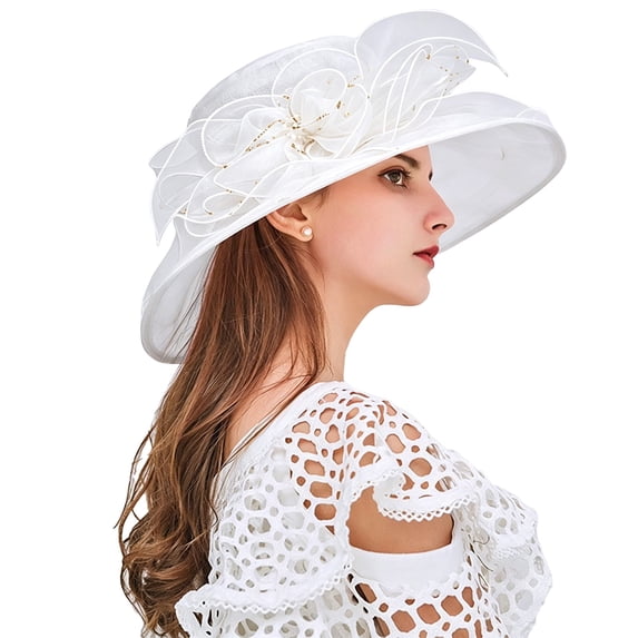Derby Hat For Women 2026 Church Cap Hats Kentucky Derby Cocktail Flower Hat Sun Caps Wide Brim Leaf Flower Bridal Shower Hat Wedding Guest Hat Sun Hats For Women Garden Party Hat