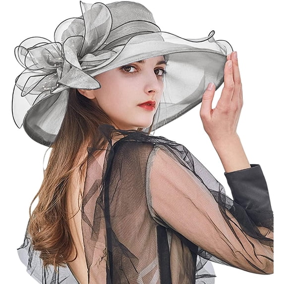 Derby Hat for Women 2023, Organza Tea Party Fascinator Hats Fashionable Church Hats Brides Beach Sun Hat