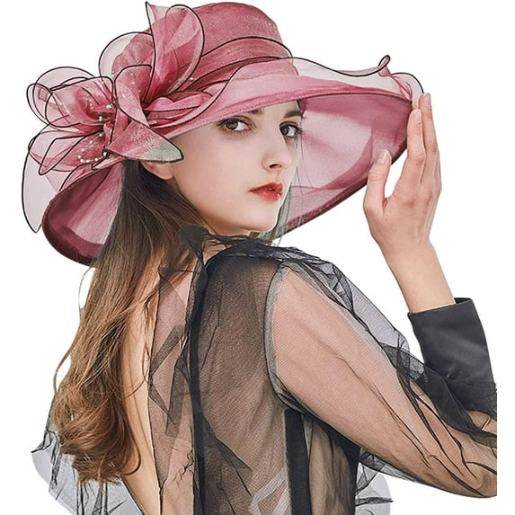 Derby Hat for Women 2023, Organza Tea Party Fascinator Hats Fashionable Church Hats Brides Beach Sun Hat