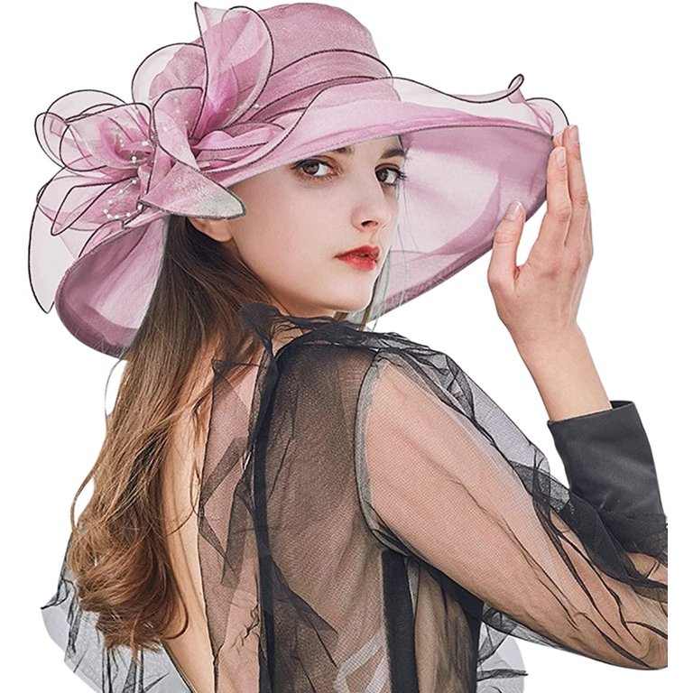 Women\'s Derby Hat Classy Organza Sun Hat ELLYDOOR Women Organza Fascinator Derby Hat Fancy Floral  main image 3
